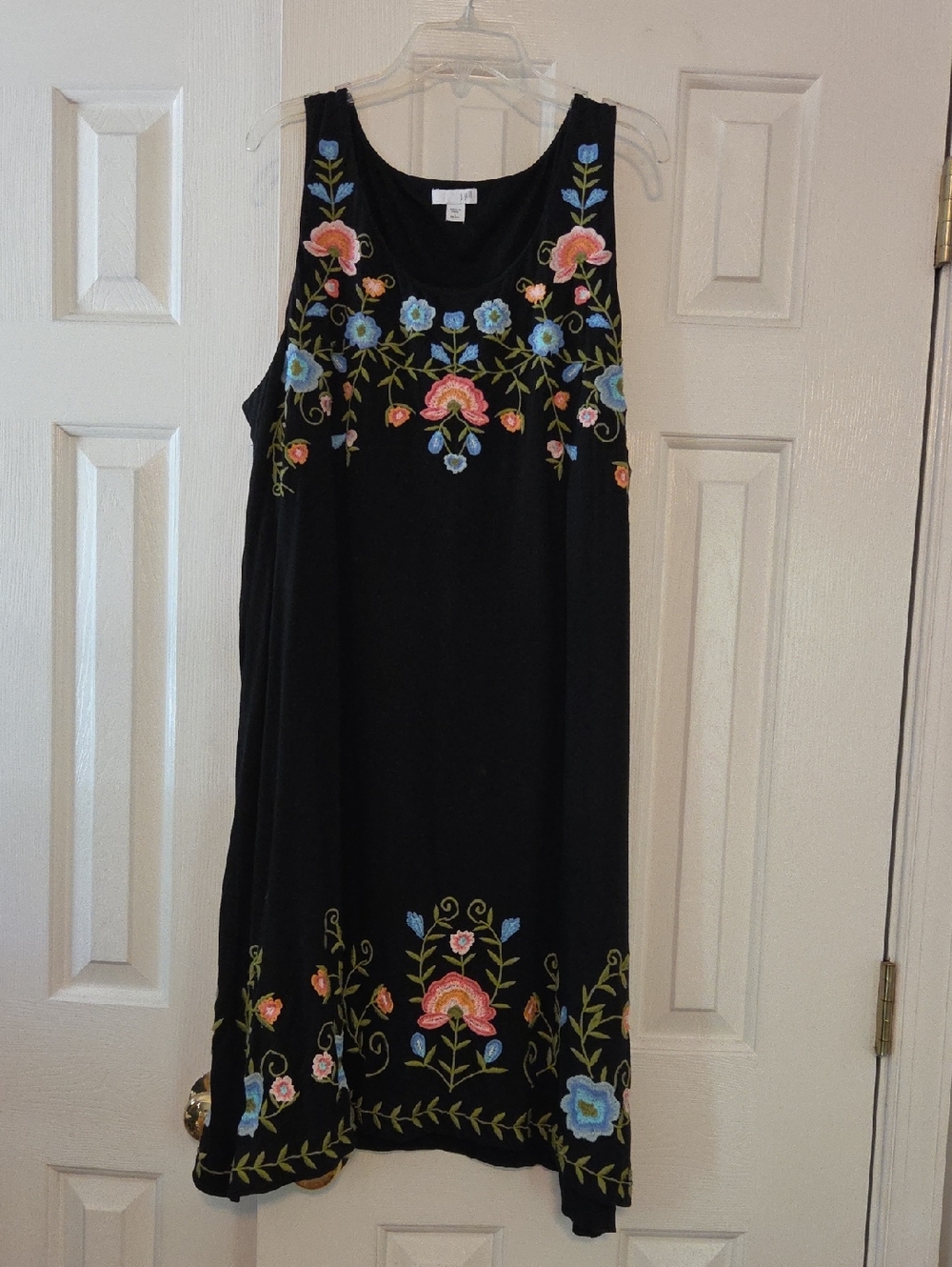 J. Jill Black Sleeveless Embroidered Floral Mini Dress
